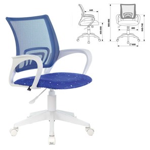 Офисное кресло Brabix Fly MG-396W (с подлокотниками, пластик белый, сетка, темно-синее с рисунком "Space") 532405 в Заводоуковске - предосмотр 4
