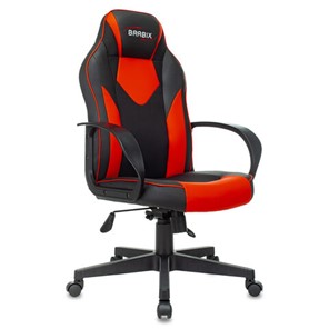 Кресло офисное BRABIX "Game GM-017", экокожа/ткань, черное/красное, 532642, GM-017_532642 в Тюмени