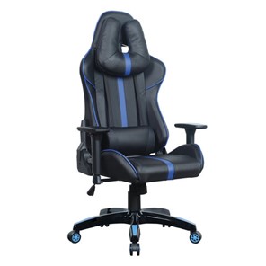 Кресло BRABIX "GT Carbon GM-120", две подушки, экокожа, черное/синее, 531930 в Тюмени