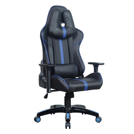 Кресло BRABIX "GT Carbon GM-120", две подушки, экокожа, черное/синее, 531930 в Тюмени - изображение