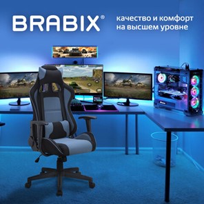 Кресло компьютерное Brabix GT Racer GM-100 (две подушки, ткань, черное/голубое) 531818 в Тюмени - предосмотр 7