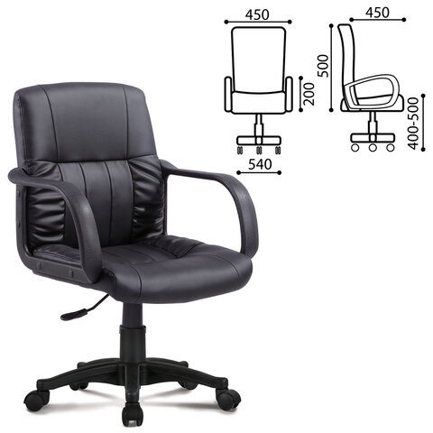 Компьютерное кресло BRABIX "Hit MG-300", с подлокотниками, экокожа, черное, 530864 в Тюмени - изображение 1