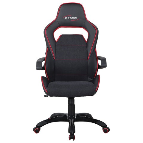 Офисное кресло Brabix Nitro GM-001 (ткань, экокожа, черное, вставки красные) 531816 в Тюмени - изображение 2
