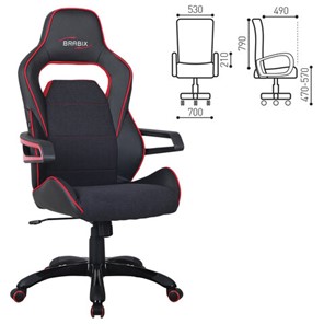 Офисное кресло Brabix Nitro GM-001 (ткань, экокожа, черное, вставки красные) 531816 в Тюмени - предосмотр 1