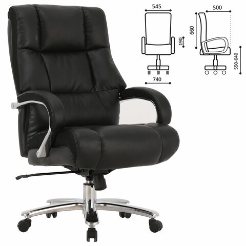 Кресло компьютерное Brabix Premium Bomer HD-007 (рециклированная кожа, хром, черное) 531939 в Заводоуковске - изображение 6
