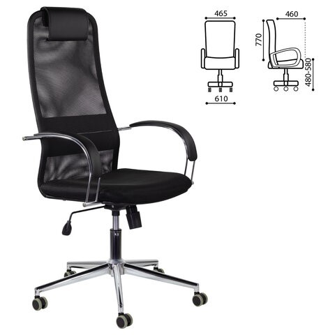 Офисное кресло Brabix Premium Pilot EX-610 CH (хром, ткань-сетка, черное) 532417 в Тюмени - изображение 6