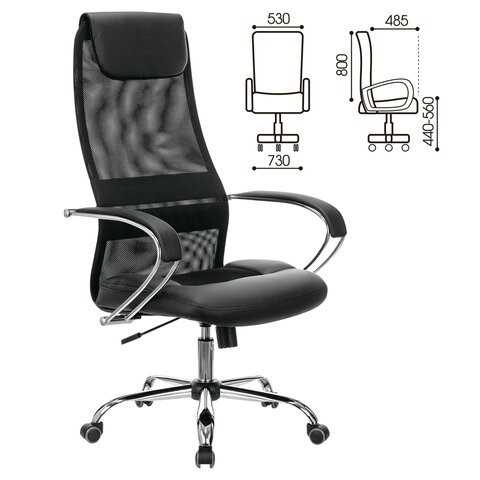 Офисное кресло Brabix Premium Stalker EX-608 CH (хром, ткань-сетка/кожзам, черное) 532091 в Тюмени - изображение 10