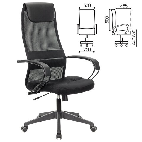 Кресло Brabix Premium Stalker EX-608 PL (ткань-сетка/кожзам, черное) 532090 в Тюмени - изображение 11