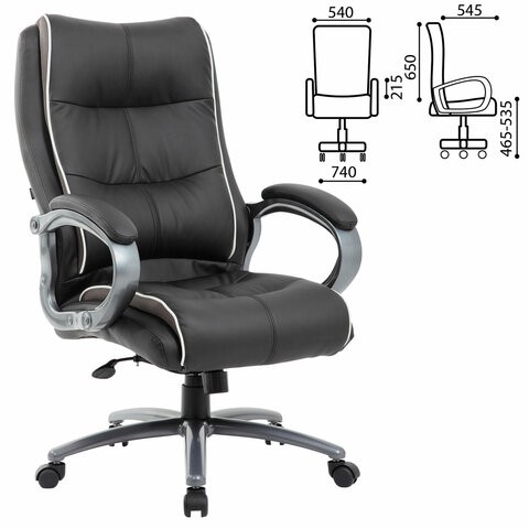 Кресло компьютерное Brabix Premium Strong HD-009 (экокожа черная, ткань серая) 531945 в Заводоуковске - изображение 13