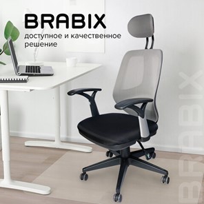 Кресло компьютерное BRABIX "Saturn ER-400", с подголовником, комбинированное, черное/серое, 530871 в Заводоуковске - предосмотр 16