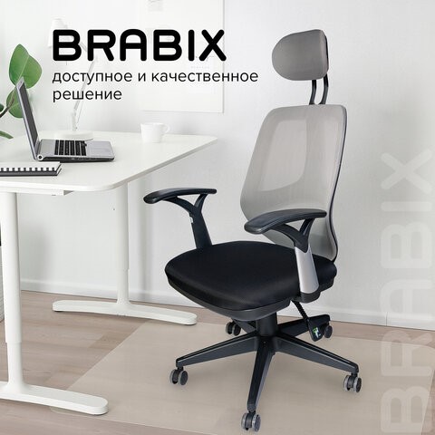 Кресло компьютерное BRABIX "Saturn ER-400", с подголовником, комбинированное, черное/серое, 530871 в Заводоуковске - изображение 16