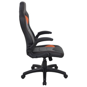 Кресло компьютерное BRABIX "Skill GM-005", откидные подлокотники, экокожа, черное/оранжевое, 532495 в Тюмени - предосмотр 1