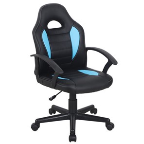 Кресло компьютерное BRABIX "Spark GM-201", экокожа, черное/голубое, 532505 в Тюмени - предосмотр