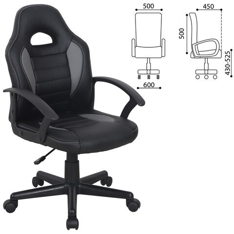 Кресло офисное BRABIX "Spark GM-201", экокожа, черное/серое, 532504 в Тюмени - изображение 7