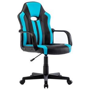 Кресло офисное Brabix BRABIX "Stripe GM-202", экокожа, черное/голубое, 532509 в Тюмени