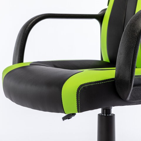 Кресло офисное BRABIX "Stripe GM-202", экокожа, черное/зеленое, 532511 в Тюмени - изображение 11