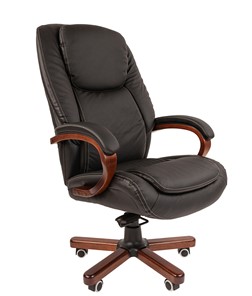 Кресло компьютерное CHAIRMAN 408 кожа черная в Тюмени