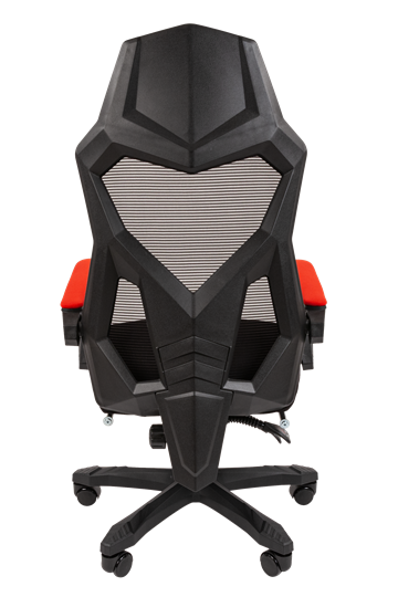 Кресло компьютерное CHAIRMAN 571 с подставкой для ног , сетчатый акрил / полиэстер черный/красный в Заводоуковске - изображение 4