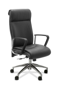 Кресло в офис Dark, (трапеция) натуральная кожа с компаньоном / черная в Тюмени