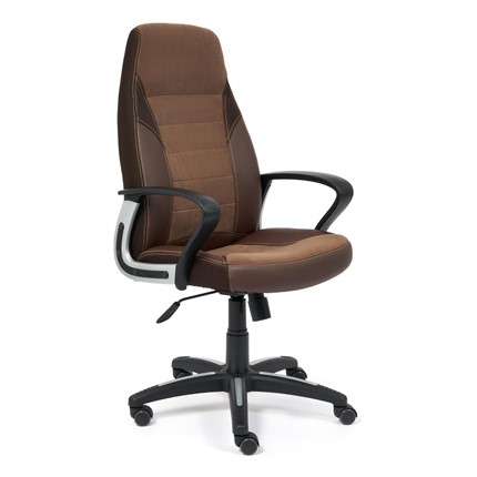 Кресло компьютерное INTER кож/зам/флок/ткань, коричневый, 36-36/6/TW-24 арт.15028 в Тюмени - изображение