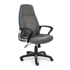 Офисное кресло INTER кож/зам/флок/ткань, серый/металлик, C-36/29/TW-12 арт.15029 в Тюмени