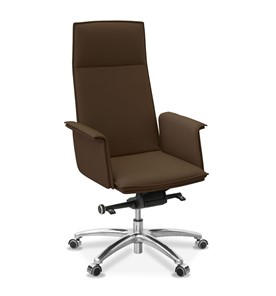 Офисное кресло для руководителя Лео, экокожа премиум / коричневая CN1116 в Тюмени
