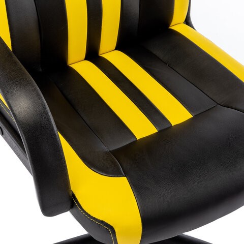 Кресло компьютерное RABIX "Stripe GM-202", экокожа, черное/желтое, 532510 в Тюмени - изображение 6