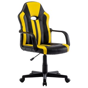 Кресло компьютерное RABIX "Stripe GM-202", экокожа, черное/желтое, 532510 в Тюмени