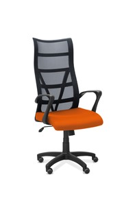 Кресло в офис Топ, сетка/ткань TW / черная/ оранжевая в Тюмени