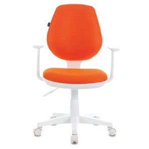 Кресло компьютерное Brabix Fancy MG-201W (с подлокотниками, пластик белый, оранжевое) в Заводоуковске