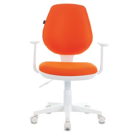 Кресло компьютерное Brabix Fancy MG-201W (с подлокотниками, пластик белый, оранжевое) в Тюмени - изображение