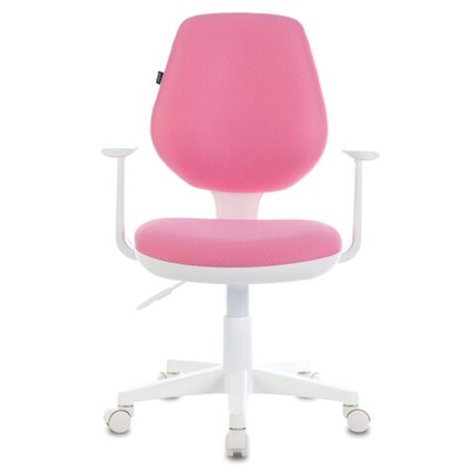 Офисное кресло Brabix Fancy MG-201W (с подлокотниками, пластик белый, розовое) 532409 в Тюмени - изображение