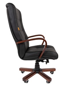 Кресло компьютерное CHAIRMAN 424 WD Кожа черная в Заводоуковске - предосмотр 3