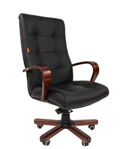 Кресло компьютерное CHAIRMAN 424 WD Кожа черная в Тюмени