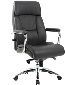Кресло компьютерное Brabix из натуральной кожи BRABIX PREMIUM "Phaeton EX-502", хром, черное, 530882 в Тюмени