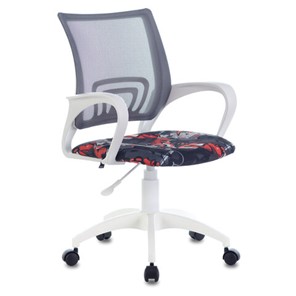 Офисное кресло Brabix Fly MG-396W (с подлокотниками, пластик белый, сетка, серое с рисунком "Graffity") 532404 в Тюмени - предосмотр