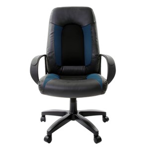 Кресло офисное Brabix Strike EX-525 (экокожа черная/синяя, ткань серая, TW) в Заводоуковске