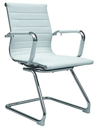 Кресло офисное B110 на полозьях, экокожа / хром, белый в Тюмени - изображение