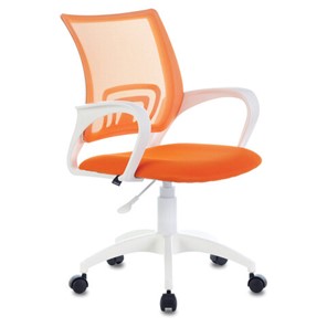 Офисное кресло Brabix Fly MG-396W (с подлокотниками, пластик белый, сетка, оранжевое) 532401 в Тюмени