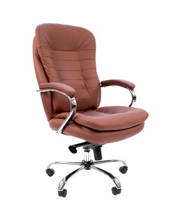 Кресло офисное CHAIRMAN 795 кожа, цвет коричневый в Тюмени