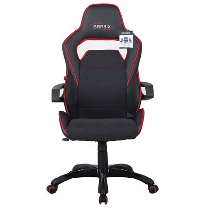 Офисное кресло Brabix Nitro GM-001 (ткань, экокожа, черное, вставки красные) 531816 в Тюмени - изображение