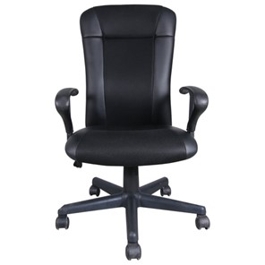 Компьютерное кресло Brabix Optima MG-370 (с подлокотниками, экокожа/ткань, черное) 531580 в Заводоуковске