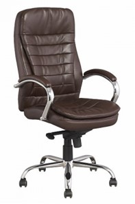 Кресло компьютерное J 9031-1 экокожа /хром, коричневый в Тюмени