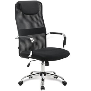 Кресло офисное Brabix Fit EX-514 (с подголовником, хром, черное) 531949 в Тюмени