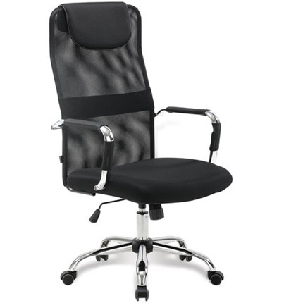 Кресло офисное Brabix Fit EX-514 (с подголовником, хром, черное) 531949 в Тюмени - изображение