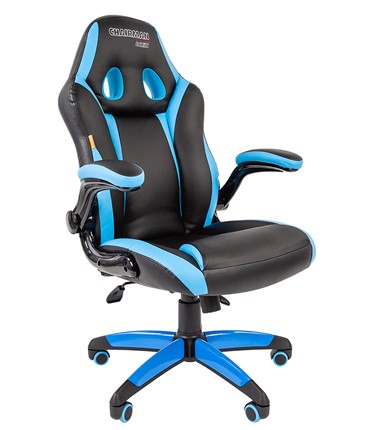 Офисное кресло CHAIRMAN GAME 15, цвет черный / голубой в Заводоуковске - изображение