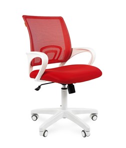 Кресло компьютерное CHAIRMAN 696 white, ткань, цвет красный в Ишиме