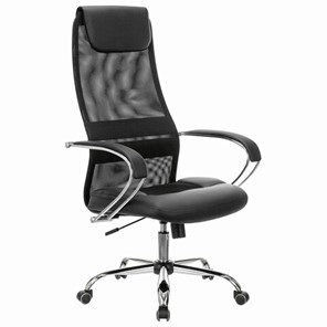 Офисное кресло Brabix Premium Stalker EX-608 CH (хром, ткань-сетка/кожзам, черное) в Заводоуковске