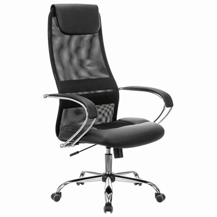 Офисное кресло Brabix Premium Stalker EX-608 CH (хром, ткань-сетка/кожзам, черное) 532091 в Тюмени - изображение
