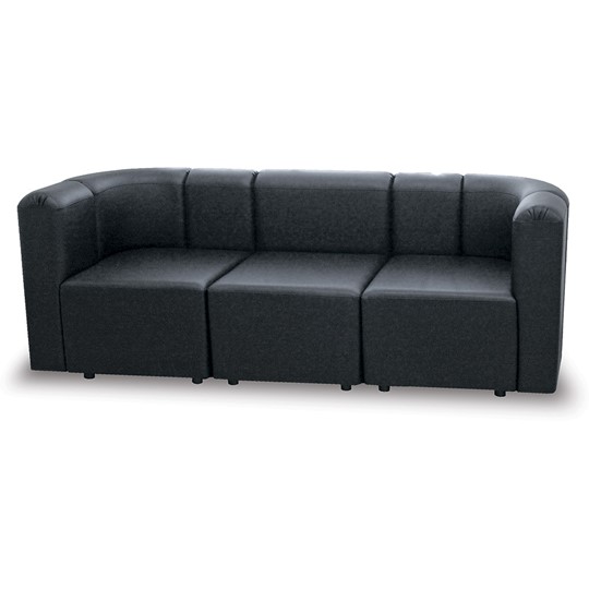 Офисный диван мягкий Юнона, 3 модуля, экокожа премиум / черная CN1114 в Тюмени - изображение